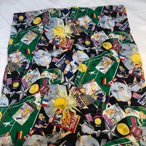 Vintage Nicole Miller 100% Silk Tennis Magazine Scarf/Wrap - 42” x 42”